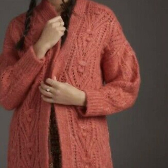 Anthropologie Sweaters - Anthropologie Nuria textured long cardigan pinkish orange